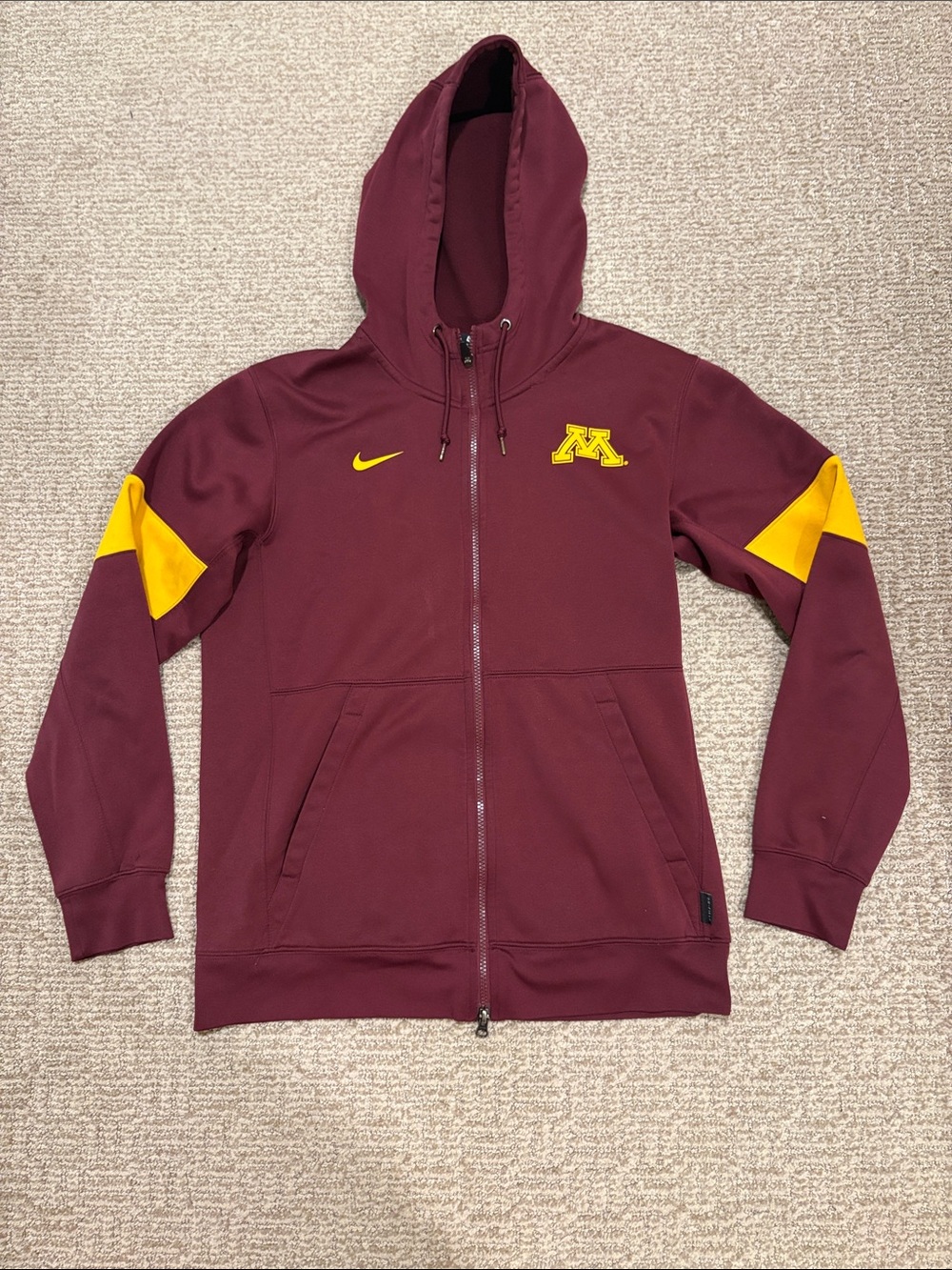 Nike University of MN Maroon Full‑Zip Hooded Sweatshirt with Gold Accents